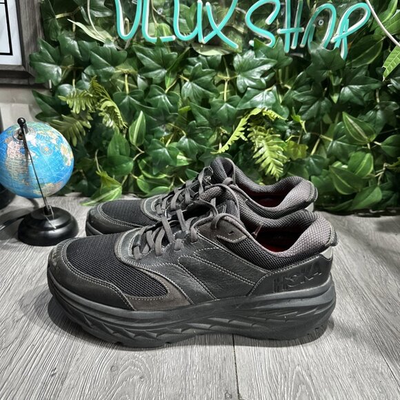 Hoka One Bondi L Men’s Size 11.5 Black Leather/mesh 1110538 BRVN Running Shoes main image 5